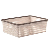 Desktop Imitation Rattan Storage Basket Plastic Hollow Organizer for Snacks, Sundries, Kitchen, Toys
