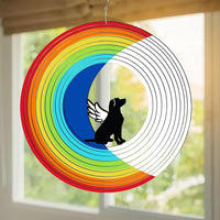 Rotating Dog Wind Chime Outdoor Garden Decor Metal Craft