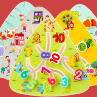 Wooden Logic Maze Board Game for Toddlers - Educational Shape, Number, Animal, and Vehicle Puzzles