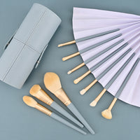10-Piece Blue Bridge Makeup Brush Set with Soft Bristles and Portable Storage