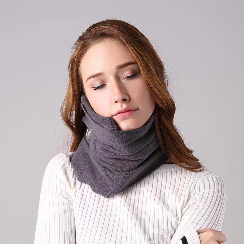 Travel Neck Pillow with Latex Support for Airplane, Car, and Office Naps