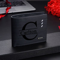 Custom Engraved Men's Leather Bifold Wallet with Zipper Coin Pocket, Multi-Card Slots, Slim Design