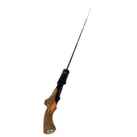 Ice Fishing Rod Winter Short Section Fiberglass Rod with Wood-like Handle for Raft and Lure Fishing