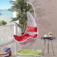 Rattan Woven Hanging Basket Chair for Outdoor Balcony Indoor Swing - Maple Leaf Style PE Rattan