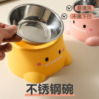 Macaron Color Pet Bowl with Elevated Stand, Non-Slip Stainless Steel Food and Water Feeder for Cats and Small Dogs