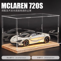 Wooden Display Case with LED Light for 1:18, 1:24, 1:32 Scale Model Cars