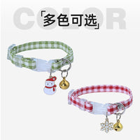 Christmas Plaid Pet Collar with Bell and Safety Buckle for Cats and Small Dogs