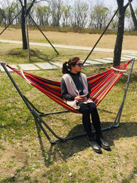 Portable Folding Hammock Stand with Anti-Tip Design for Outdoor Camping and Indoor Use