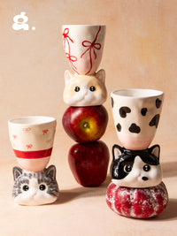 CONGSTUDIO Cute Cat Ceramic Mug Wine Glass Creative Cartoon Gift