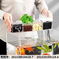 3-in-1 Aquarium Filter Box with Oxygenation for Turtle Tanks and Fish Tanks, Wall-Mounted/Top/Internal Silent Water Purifier