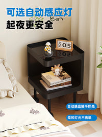 Ultra-Narrow 30-40cm Bedside Table with Induction Light, Small Nightstand for Bedroom