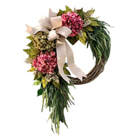 Hydrangea Wreath with Bow for Farmhouse Decor