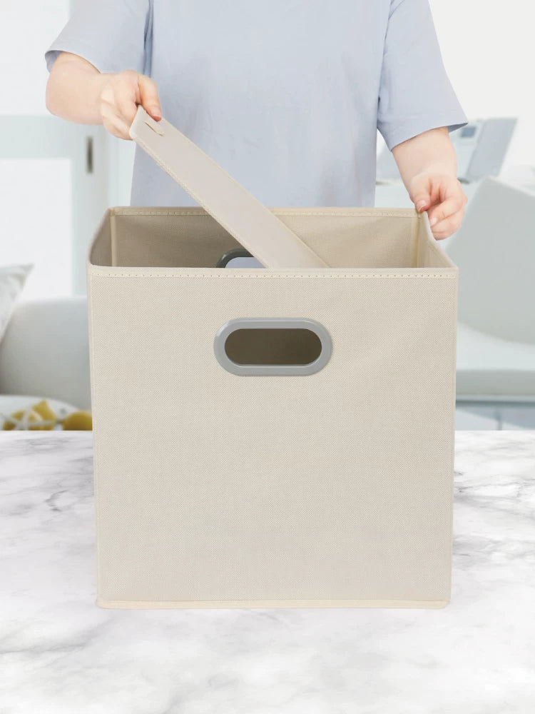 Foldable Square Storage Bin with Lid for Clothes, Toys, Snacks, and Books - Drawer Organizer for Dorms and Shelves