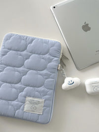 Korean Cloud iPad Padded Laptop Sleeve with Quilted Design for Tablets and Notebooks