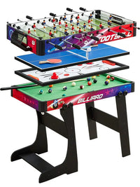 Kids Multi-functional Game Table 2-in-1 Foldable Foosball Billiards or 4-in-1 Air Hockey Table Tennis Solid Wood Activity Center