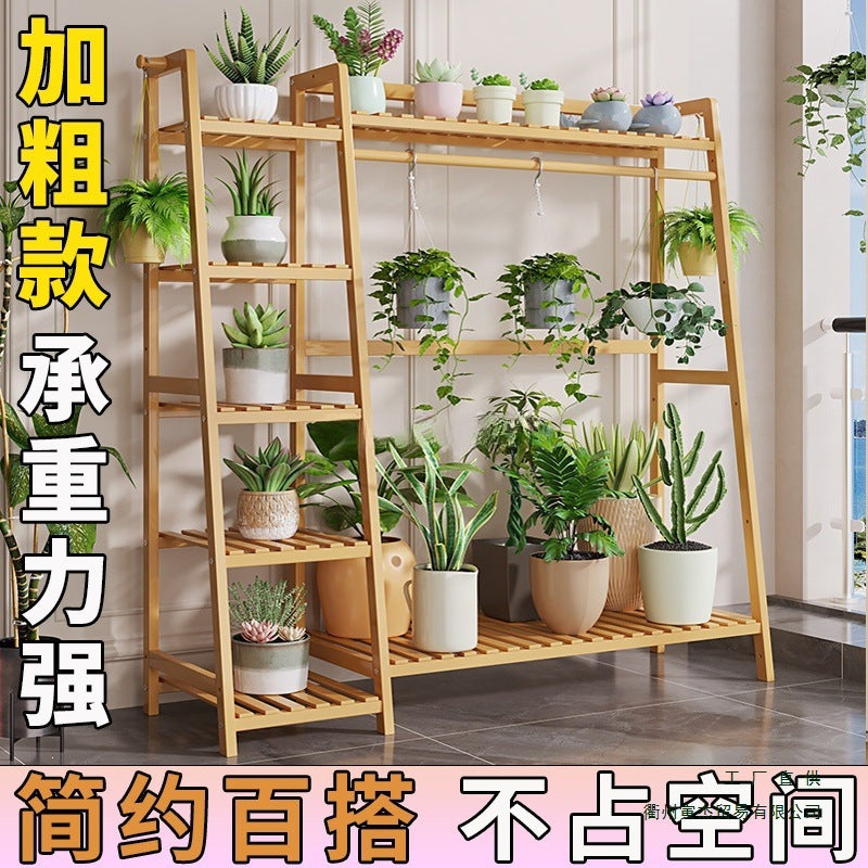 Space-Saving Bamboo Plant Stand for Balcony Patio and Indoor Use, Multi-Tiered Corner Shelf