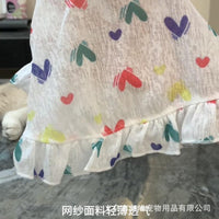 Breathable Summer Cat Dress with Leash Ring for Small Dogs & Cats, Anti-Shedding Pet Princess Skirt