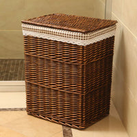 Handwoven Wicker Laundry Hamper with Liner, Storage Basket for Clothes & Toys