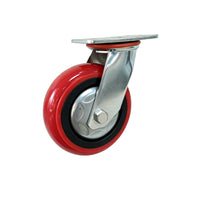 Heavy Duty Red Polyurethane Swivel Caster Wheels with Brake for Industrial Equipment