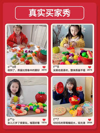 Kids' Pretend Play Fruit and Vegetable Cutting Toy Set with Storage Bucket, Educational Kitchen Playset for Toddlers