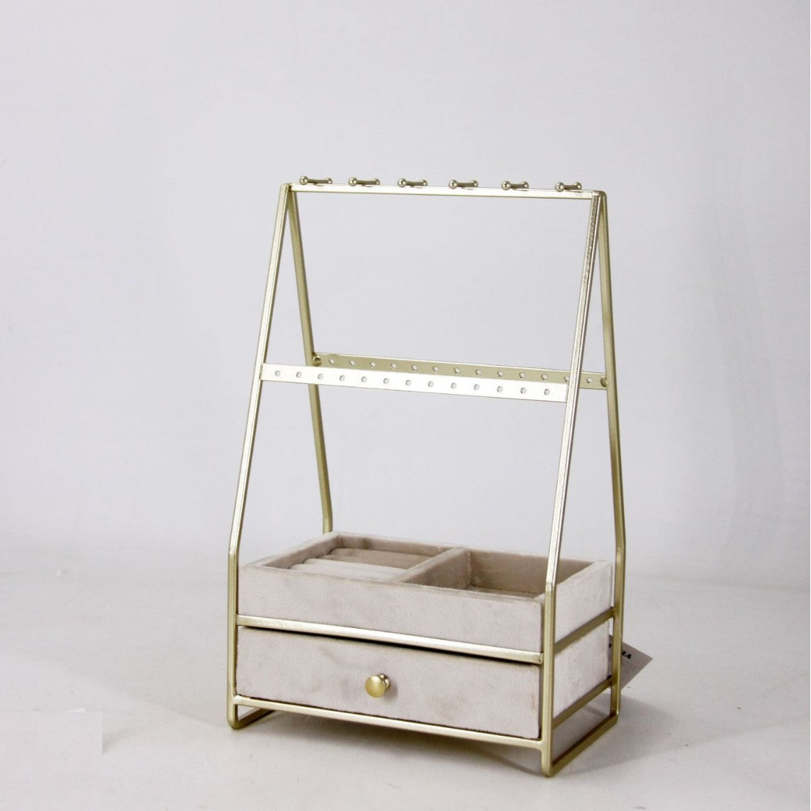 Velvet Jewelry Organizer Box with Iron Art Stand, Large Capacity Necklace Bracelet Display Storage for Women