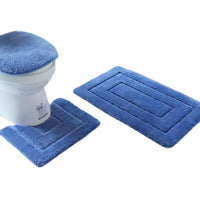 Thickened Flocked Bathroom Toilet Mat Set - Absorbent, Non-Slip, Splash-Proof