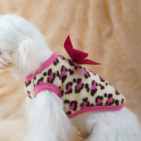 Festive Coral Fleece Pet Clothes for Small Dogs and Puppies, Leopard Print/Milk Box Design, Autumn/Winter Wear