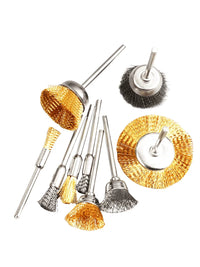 Rotary Wire Brush Head Set for Wood Carving, Deburring, Rust Removal, and Polishing
