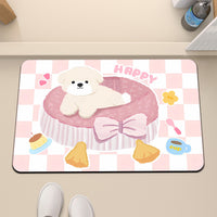 Cartoon Diatomaceous Earth Bath Mat, Non-Slip Absorbent Quick Dry Floor Mat for Bathroom and Entryway
