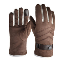 Men's Suede Winter Gloves - Thermal, Touchscreen, Windproof, Non-Slip for Outdoor Cycling