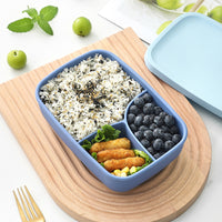 Silicone Divided Lunch Box with Lid, Microwave Safe Food Storage Container for Students and Office Workers