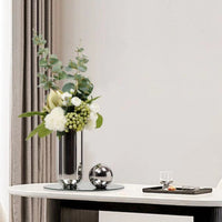 Modern Luxury Stainless Steel & Ceramic Flower Vase for Home Decor
