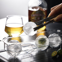 Spherical Ice Cube Mold for Whiskey and Cocktails, Large Round Ice Ball Maker with Stainless Steel Tray