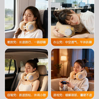 Inflatable U-Shaped Travel Pillow with Press-Type Inflation, Portable and Adjustable Neck Support for Office and Travel