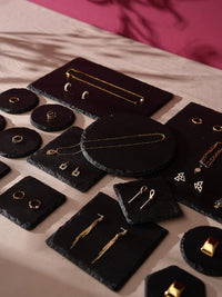 Black Slate Jewelry Display Tray for Necklace and Ring Photography Props