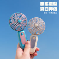 Retro Handheld USB Rechargeable Mini Fan with 2-Speed Adjustment and Stand