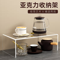 Acrylic Desktop Cup Storage Rack Tiered Organizer Clear Tea Cup Riser Shelf
