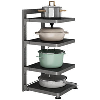 Foldable Multi-layer Pot and Pan Organizer Rack for Kitchen Countertop or Under Sink Storage