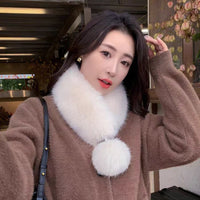 Korean Style Plush Scarf for Women, Fashionable Warm Neck Warmer, Thickened Cold Protection