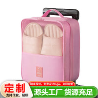 Travel Shoe Bag with Trolley Sleeve, Double-Layer 3-Compartment Dustproof Shoe Organizer