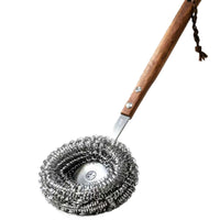 304 Stainless Steel Scrubber with Walnut Handle for Kitchen Cleaning