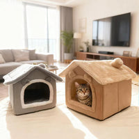 Pet Cave Bed for Cats and Small Dogs, Enclosed Warm House, Removable and Washable, All Seasons