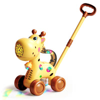 Kids' Push-Along Bubble Machine Toy with Lights and Music - Deer or Train Design