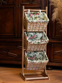 Multi-layer Storage Rack with Hanging Baskets for Living Room, Snacks, and Toys