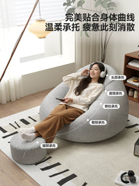 Lazy Sofa Bean Bag Chair with Footrest, Single Recliner for Bedroom Living Room Balcony, Chenille EPP Filled Tatami