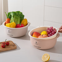 Double-Layer Kitchen Colander Bowl Set for Washing and Draining Vegetables, Thickened Material