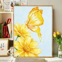 DIY Butterfly Floral Digital Oil Painting Kit for Adults, Acrylic Paint by Number Wall Art Decor