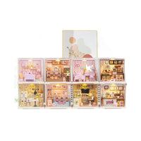 DIY Miniature Dollhouse Kit with LED Lights, Educational Building Blocks Toy for Girls
