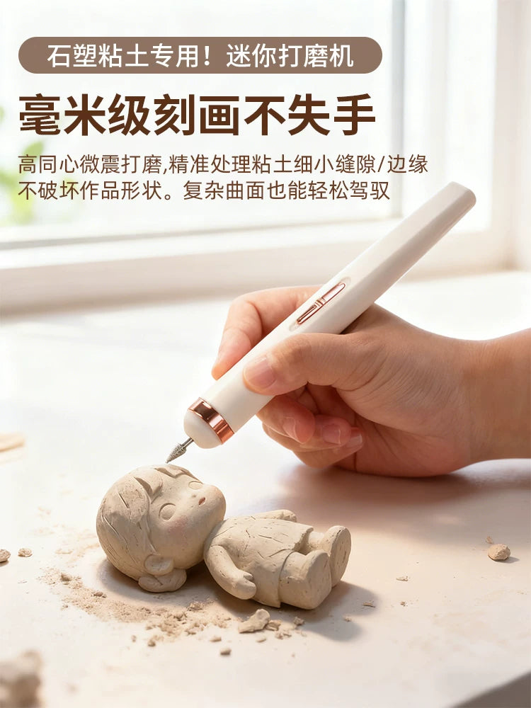 Electric Handheld Clay Polishing Tool Kit for Stone Clay Models and Figures