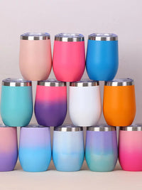 12oz U-Shaped Egg Shell Wine Tumbler, Double-Wall 304 Stainless Steel, Insulated